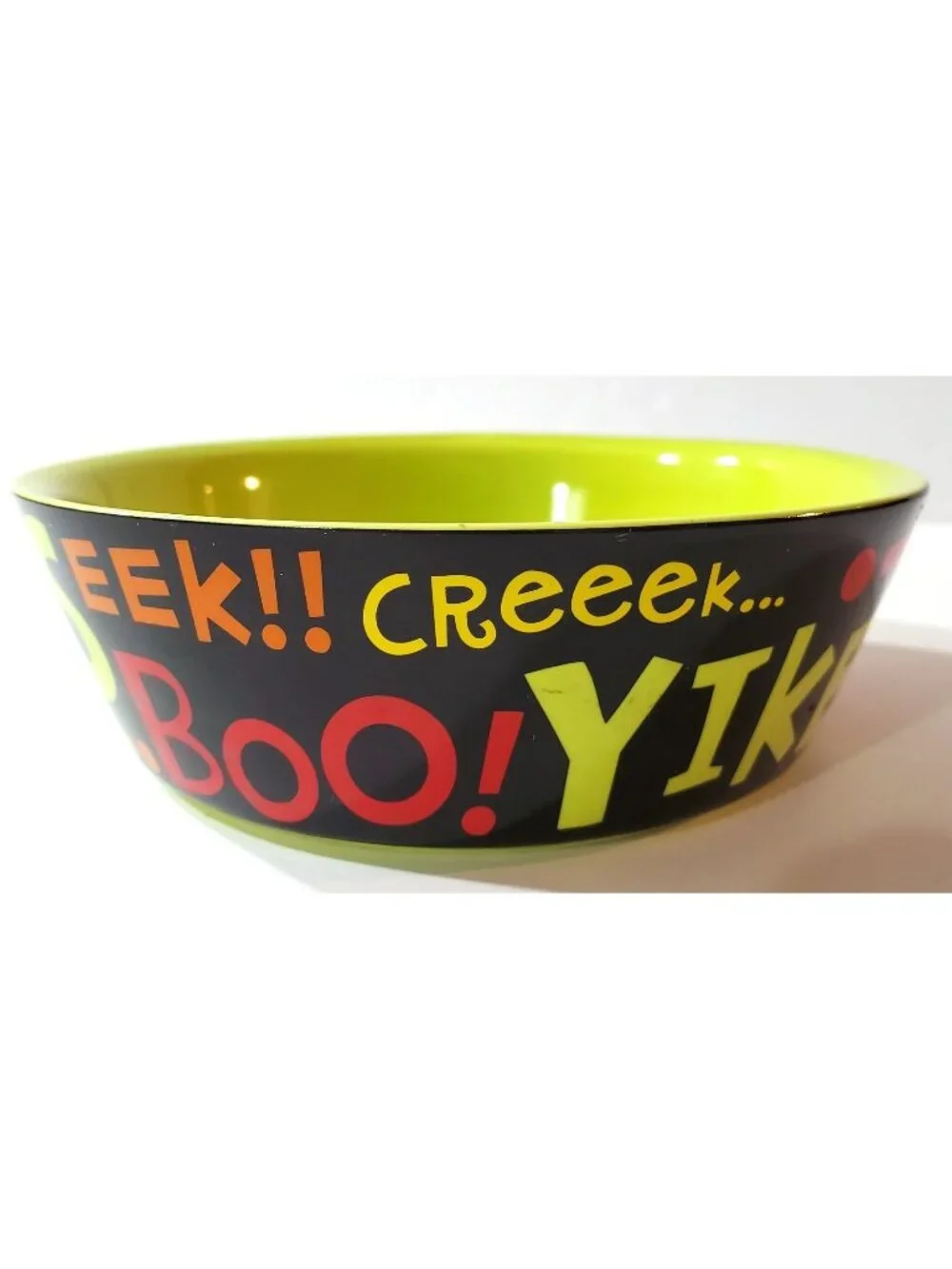 Hallmark ceramic HALLOWEEN CANDY DISH serving BOWL spider web eek boo scary word